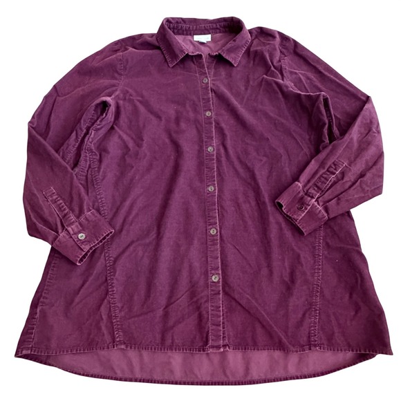 J. Jill Tops - J. Jill Womens Corduroy Button Down Shirt Plum Purple‎ Cotton Tunic Top Medium